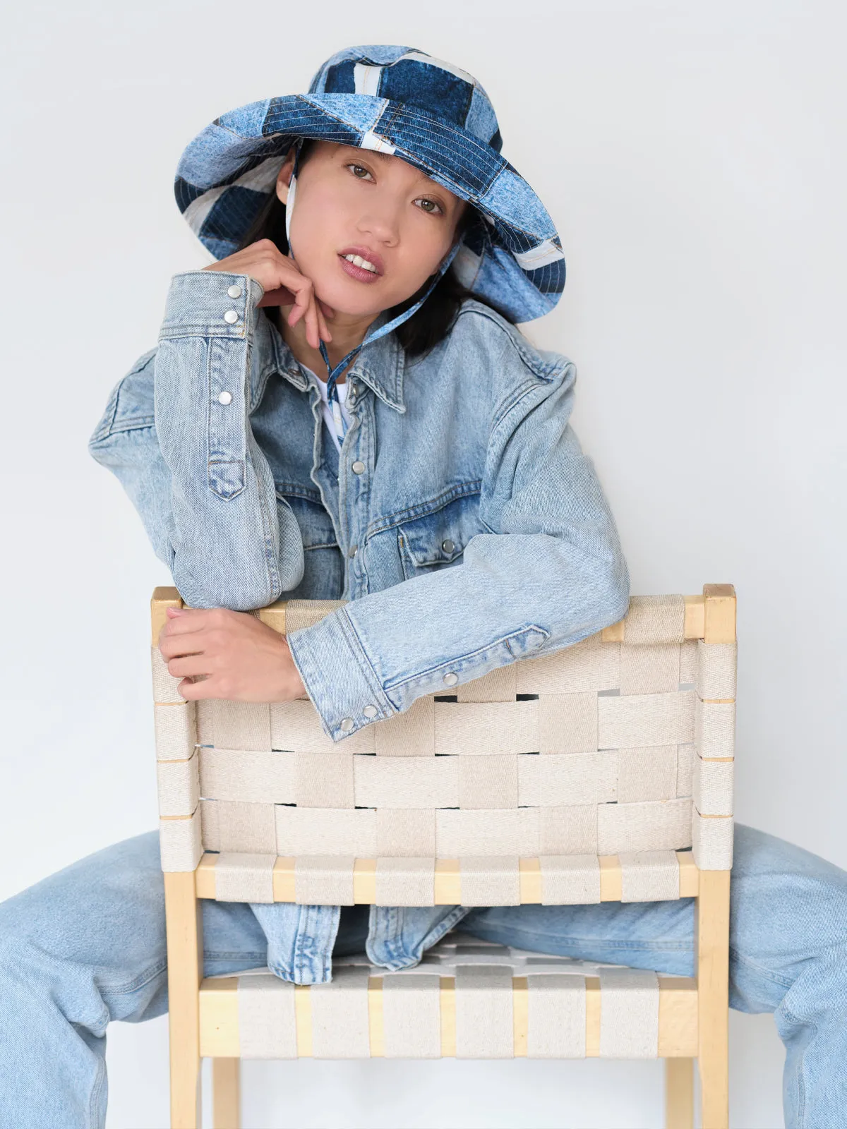 Barriére Denim Print Sun Hat