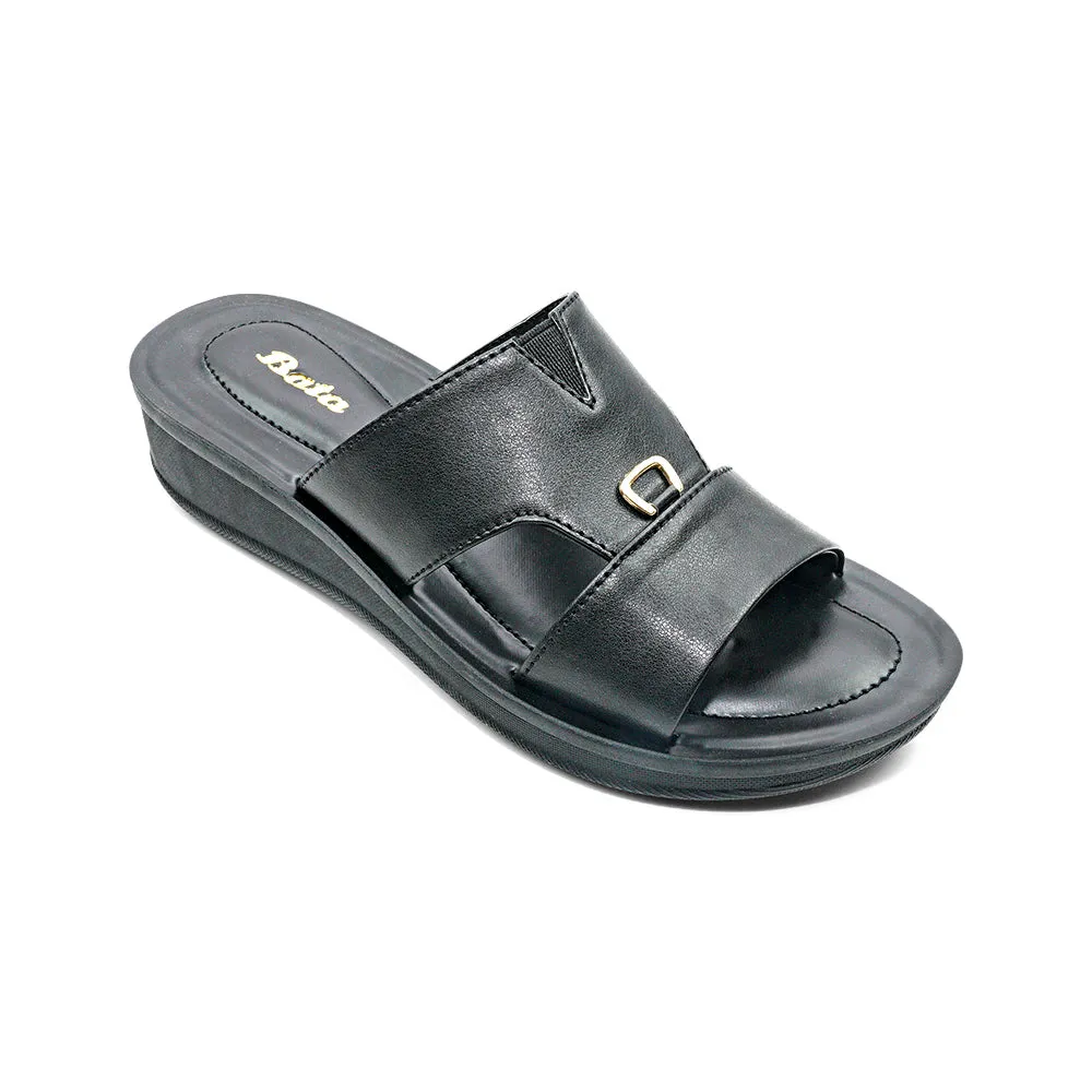 Bata Light & Easy Valentino Black Slide Sandal for Women