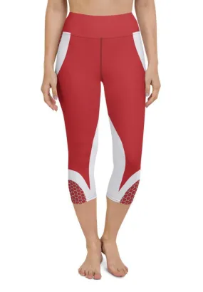 Beehive Geometric Yoga Capris Scarlet Red