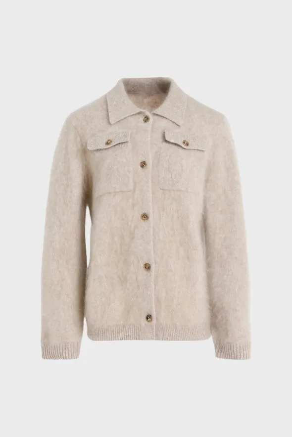 Beige Brushed Cashmere Cardigan