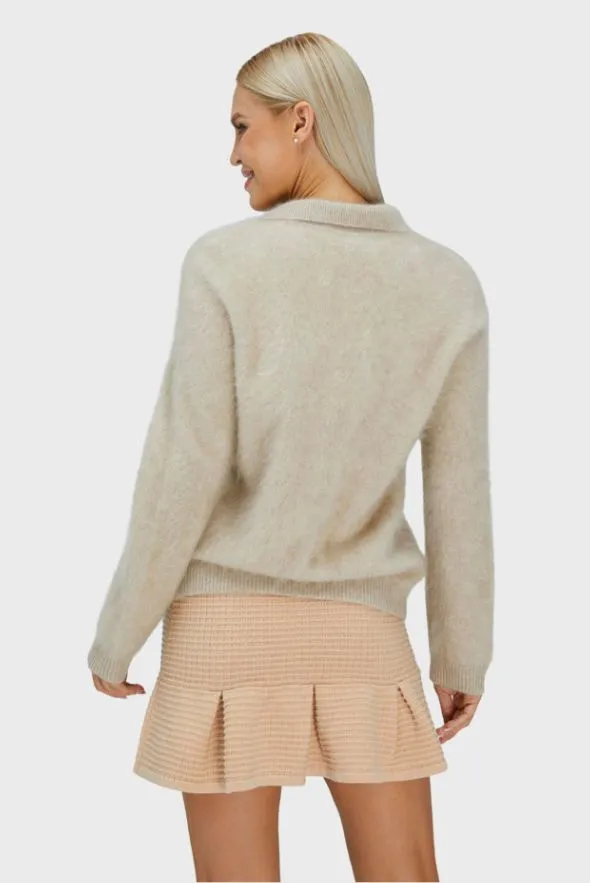 Beige Brushed Cashmere Cardigan