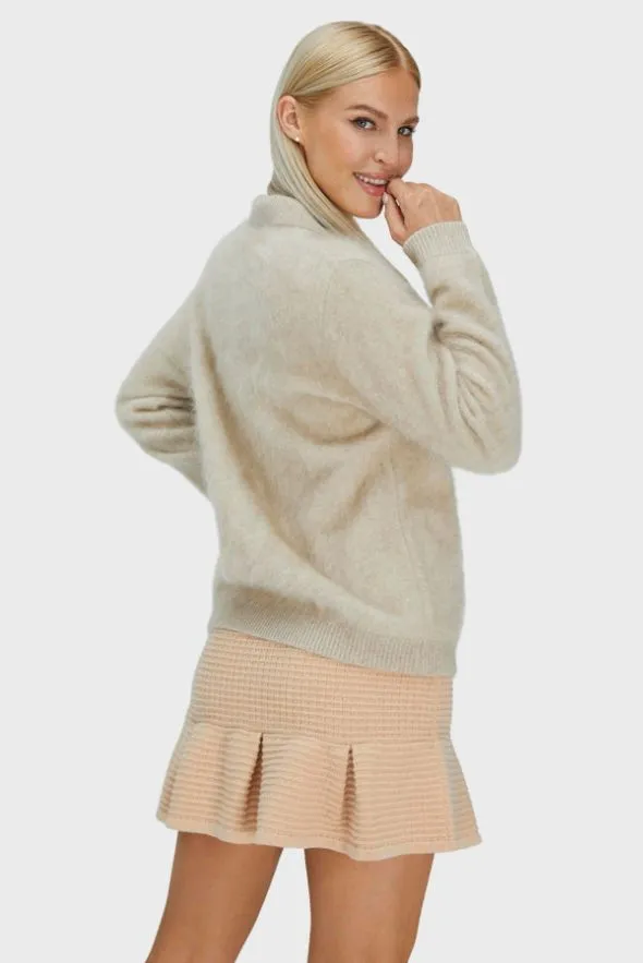 Beige Brushed Cashmere Cardigan