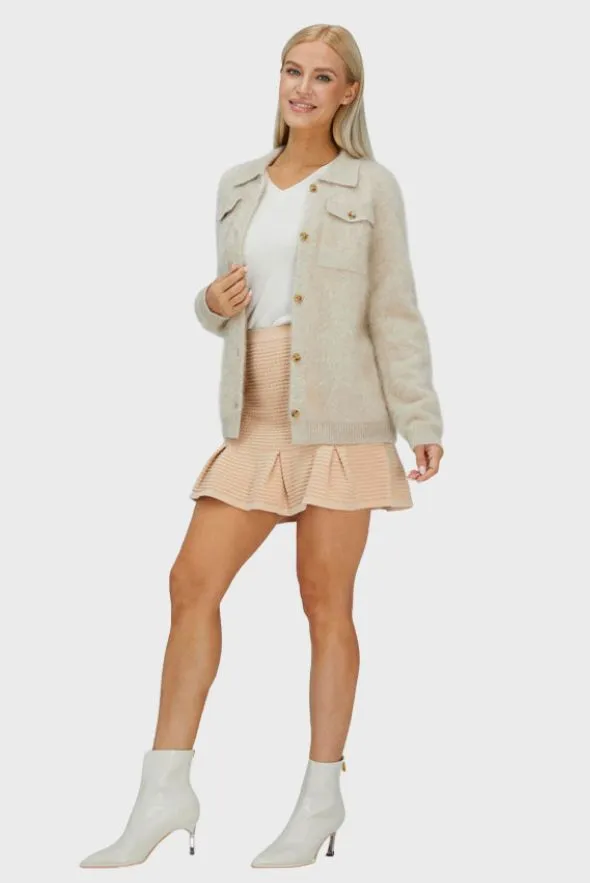 Beige Brushed Cashmere Cardigan