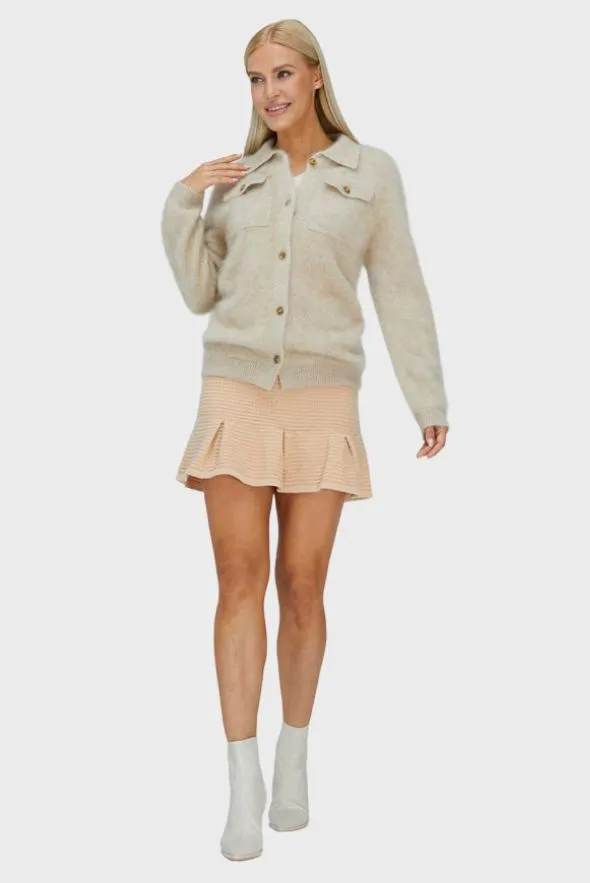 Beige Brushed Cashmere Cardigan