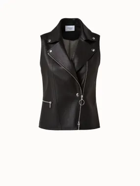 Biker Vest in Perforated Pin Dot Lamb Nappa Leather