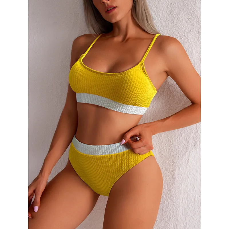 Bikini High Waist Ribbed Bathing Suit