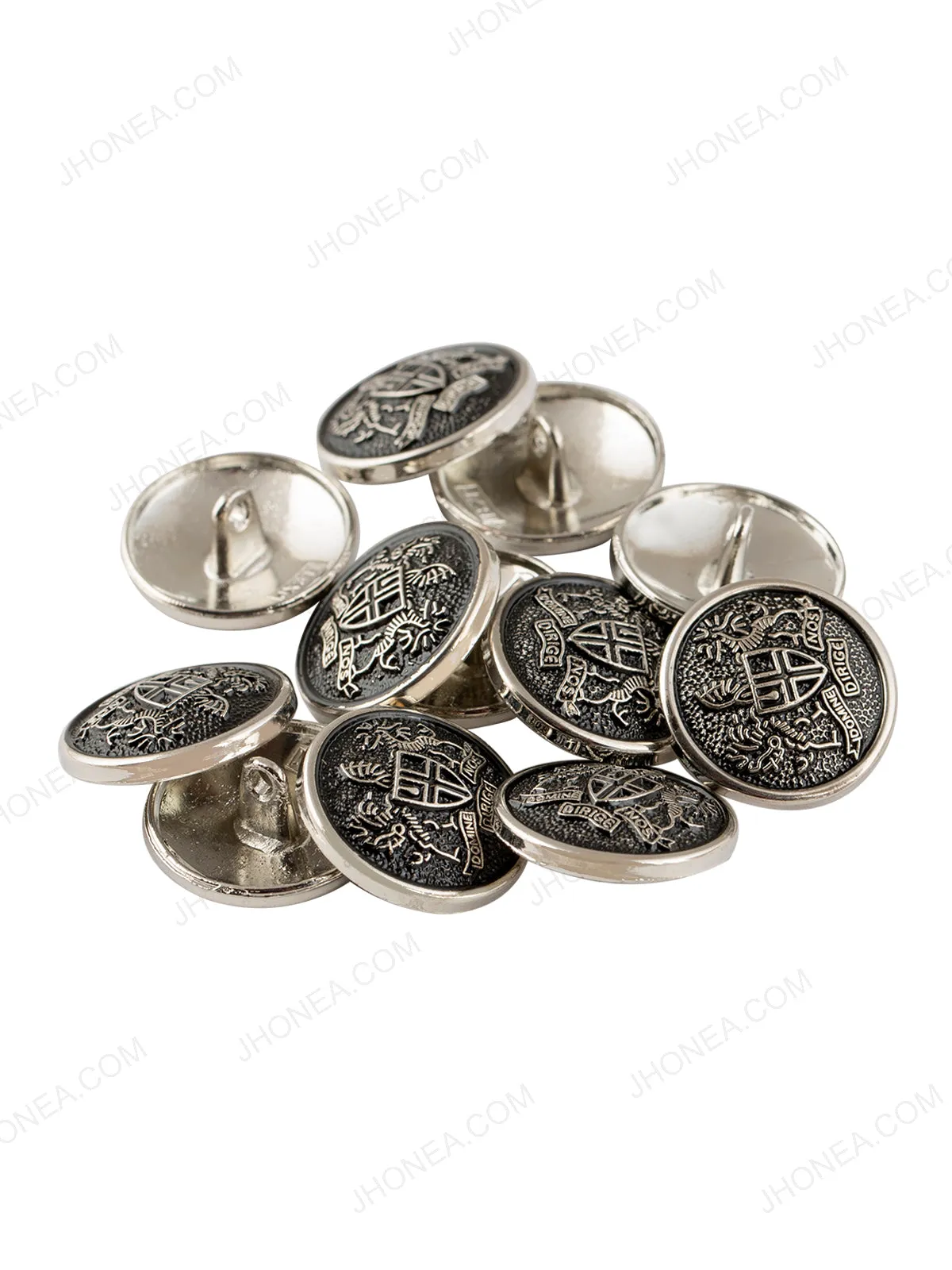 Black & Silver Designer Round Engraved Coat Button