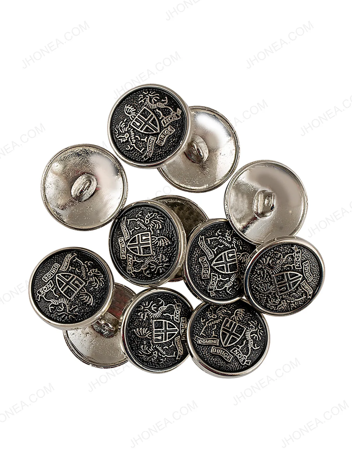 Black & Silver Designer Round Engraved Coat Button