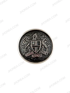 Black & Silver Designer Round Engraved Coat Button