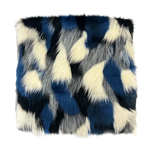 Black | Blue | Gray | Ivory Multicolor Patchwork Faux Fur Fabric