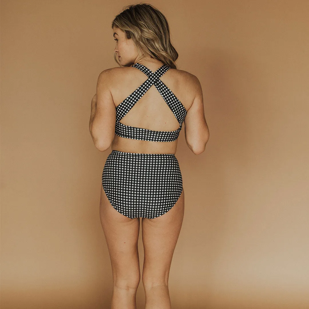 Black Check High-Waisted Bottoms