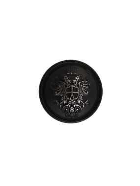 Black Designer Round Shape Engraved Shank Metal Button