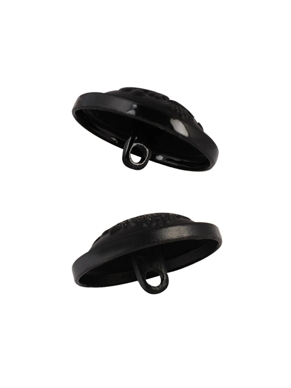 Black Designer Round Shape Engraved Shank Metal Button