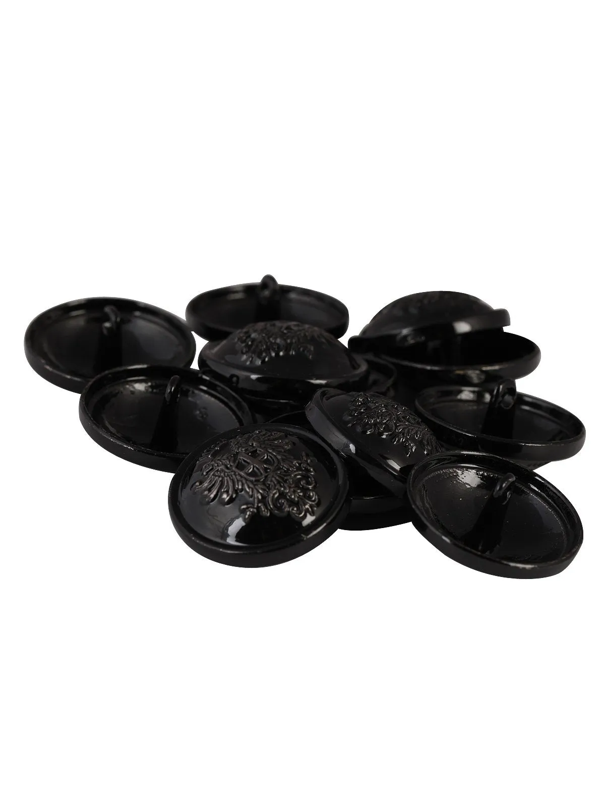 Black Designer Round Shape Engraved Shank Metal Button