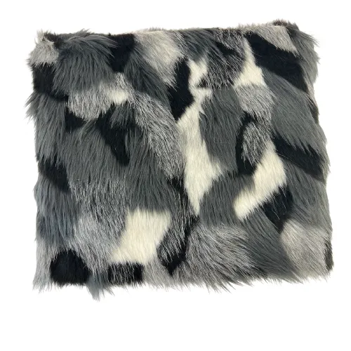 Black | Gray | White Multicolor Patchwork Faux Fur Fabric