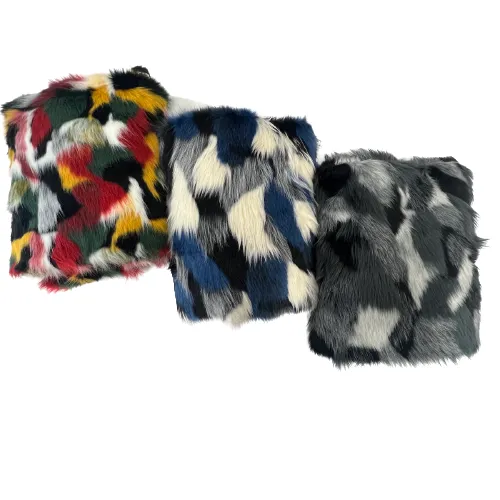 Black | Gray | White Multicolor Patchwork Faux Fur Fabric