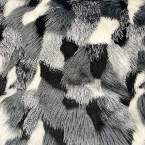 Black | Gray | White Multicolor Patchwork Faux Fur Fabric