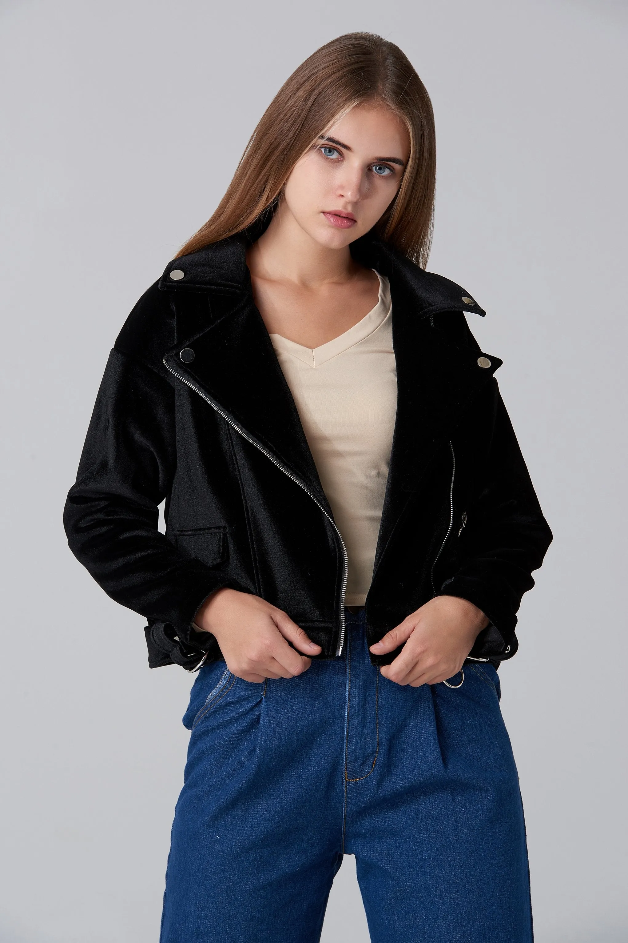 Black Velvet Moto Jacket