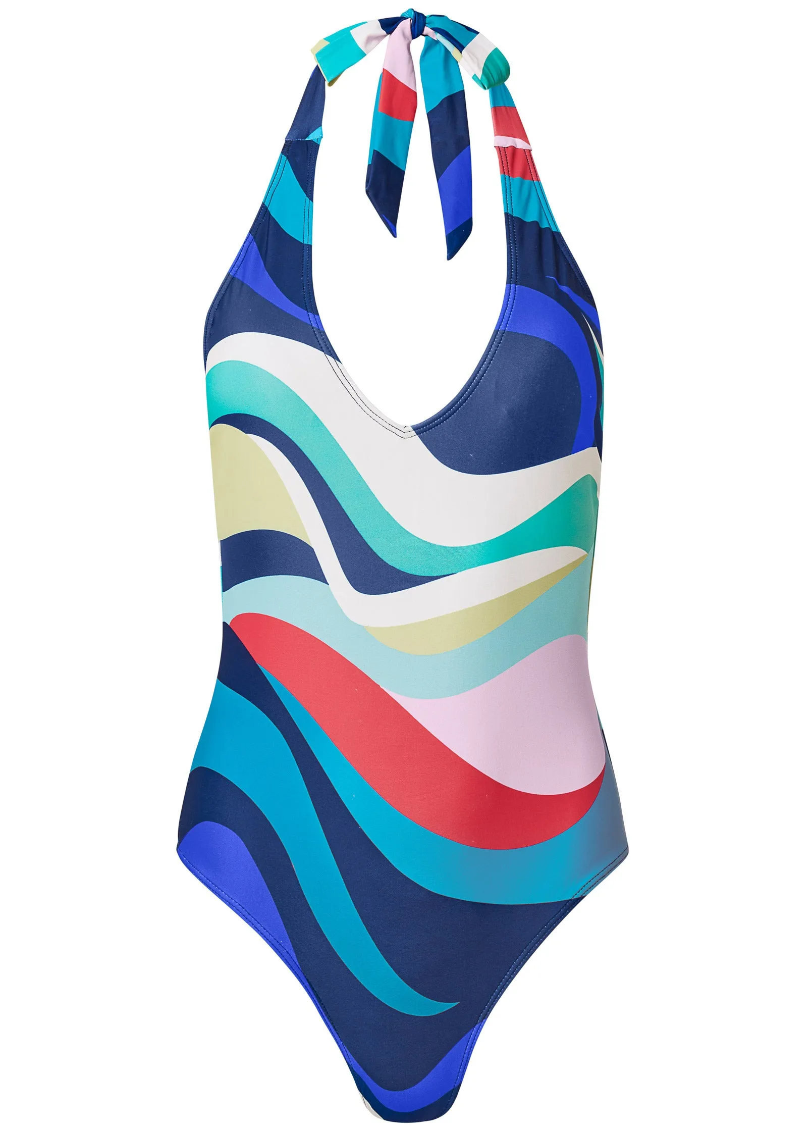 Blanc V Neck One-Piece - Pastel Waves