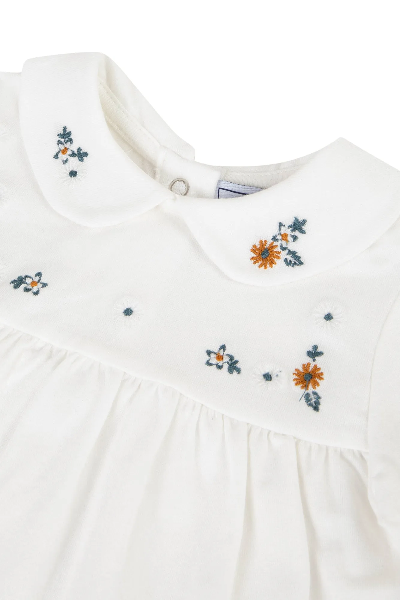 Blouse - Mother-of-pearl with floral embroidery