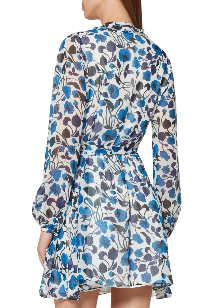 Blue Tilly Floral Silk Mini Dress