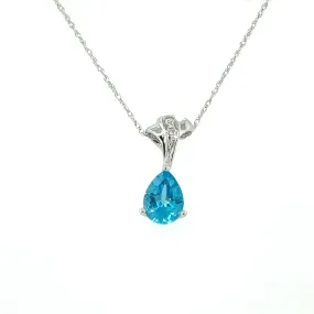 Blue Topaz and Diamond Pendant