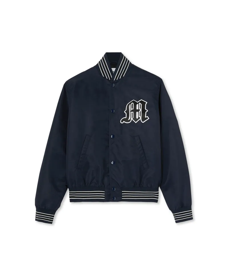 Bomber jacket with gothic "M" maxi patch Blu Navy