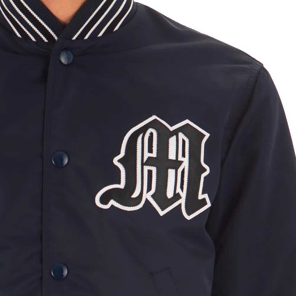 Bomber jacket with gothic "M" maxi patch Blu Navy