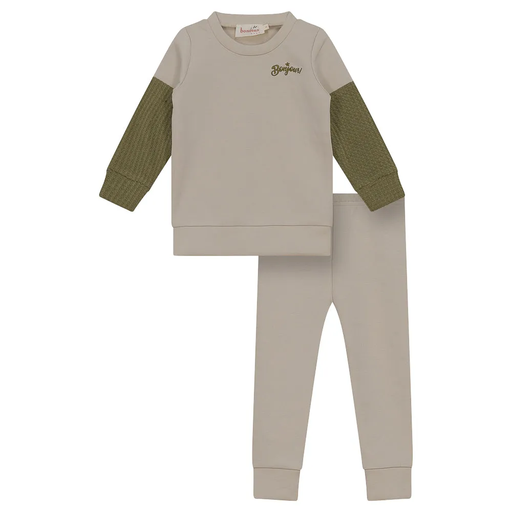 Bondoux Bebe Hunter Green Bonjour Embroidery 2 Pc Set