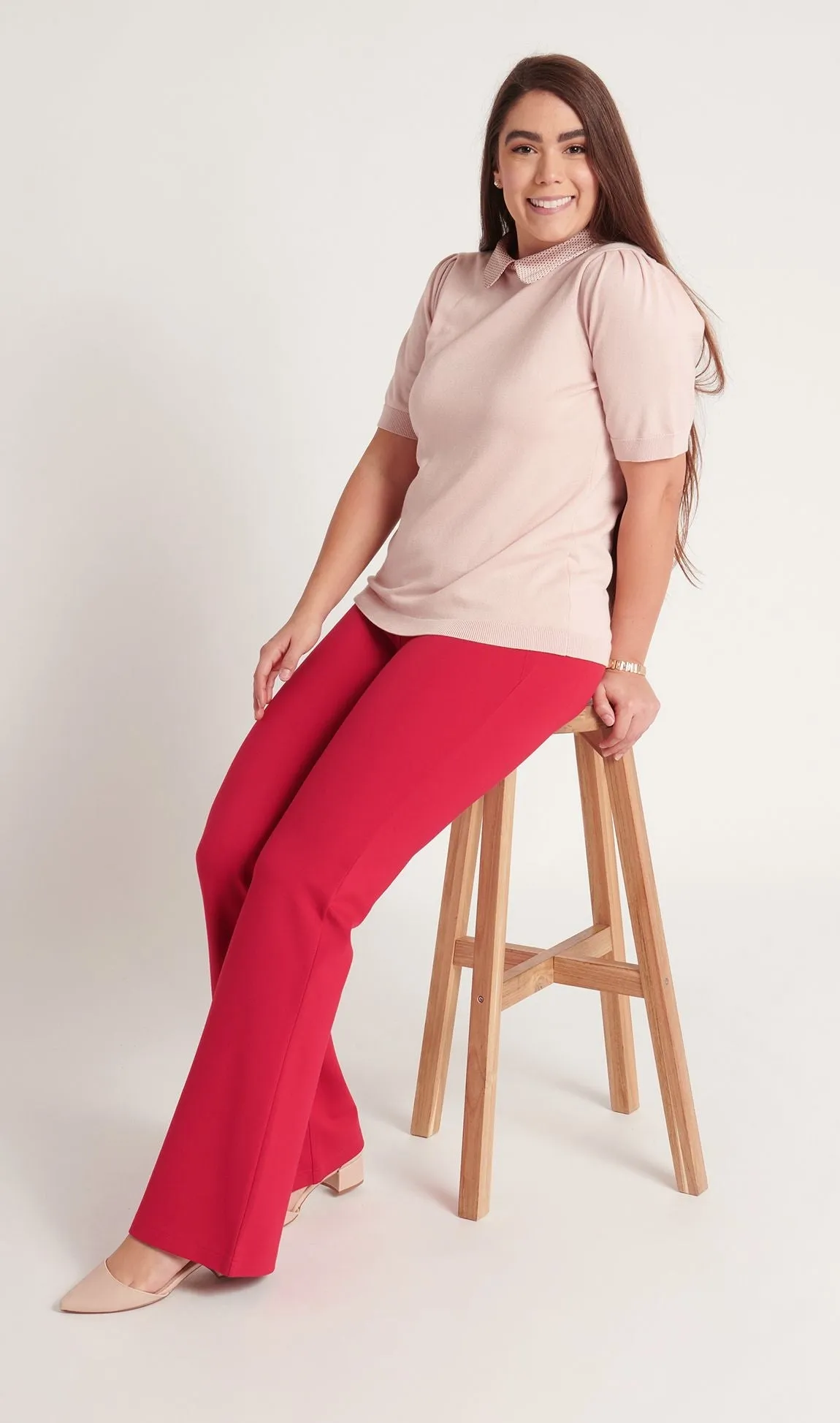 Boot-Cut | Two-Pocket Dress Pant Yoga Pants (Poinsettia)