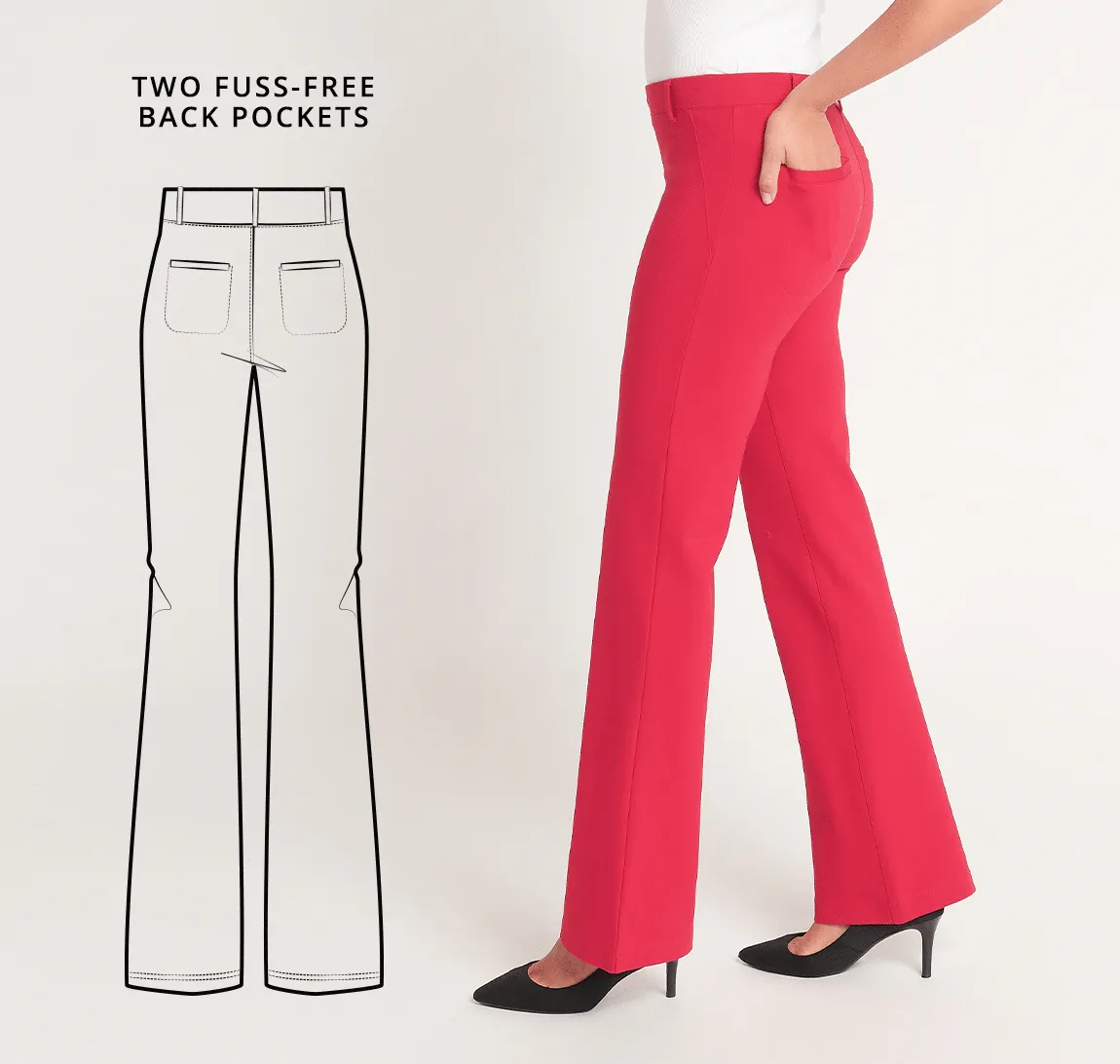 Boot-Cut | Two-Pocket Dress Pant Yoga Pants (Poinsettia)