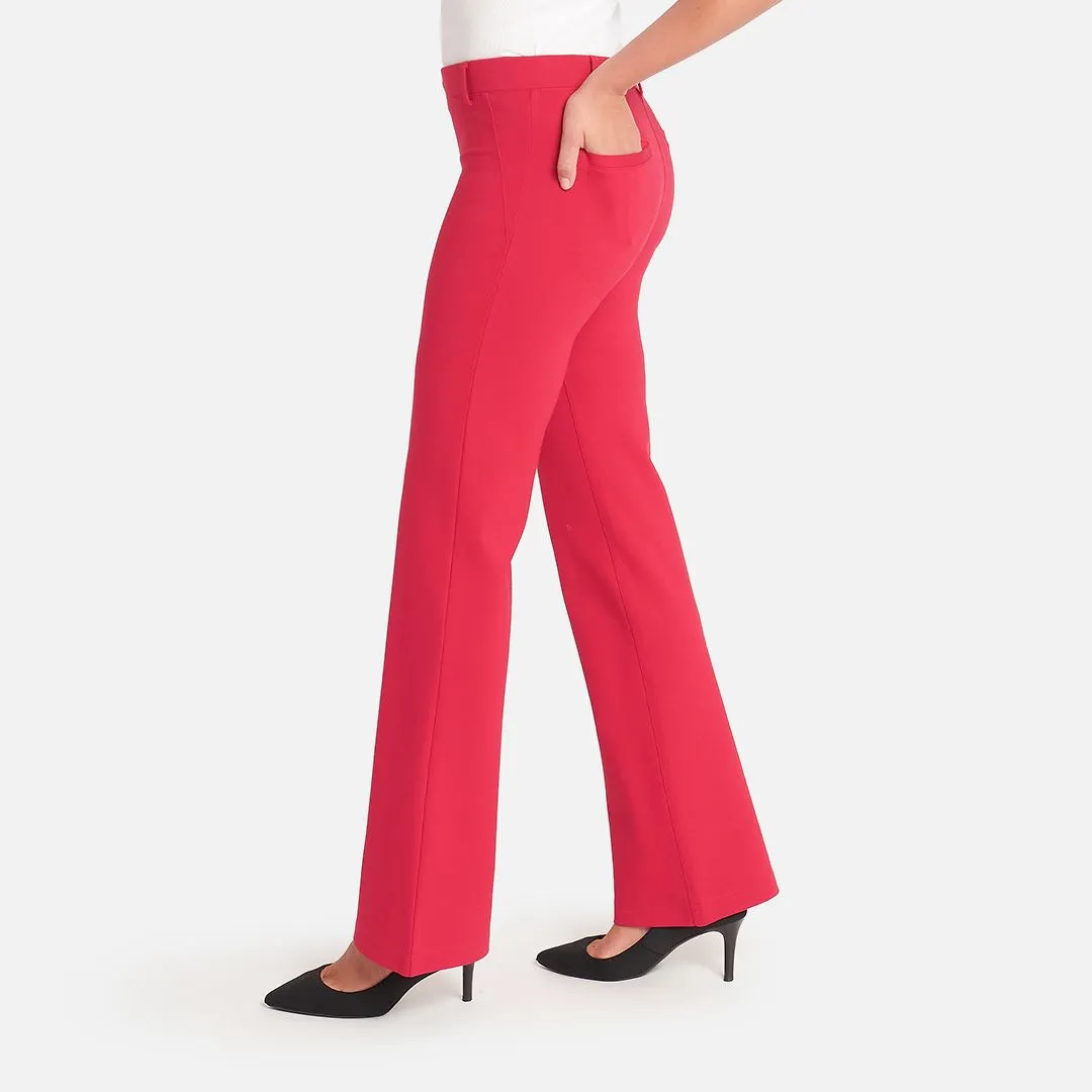 Boot-Cut | Two-Pocket Dress Pant Yoga Pants (Poinsettia)