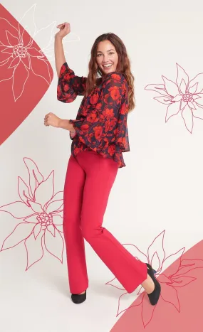 Boot-Cut | Two-Pocket Dress Pant Yoga Pants (Poinsettia)