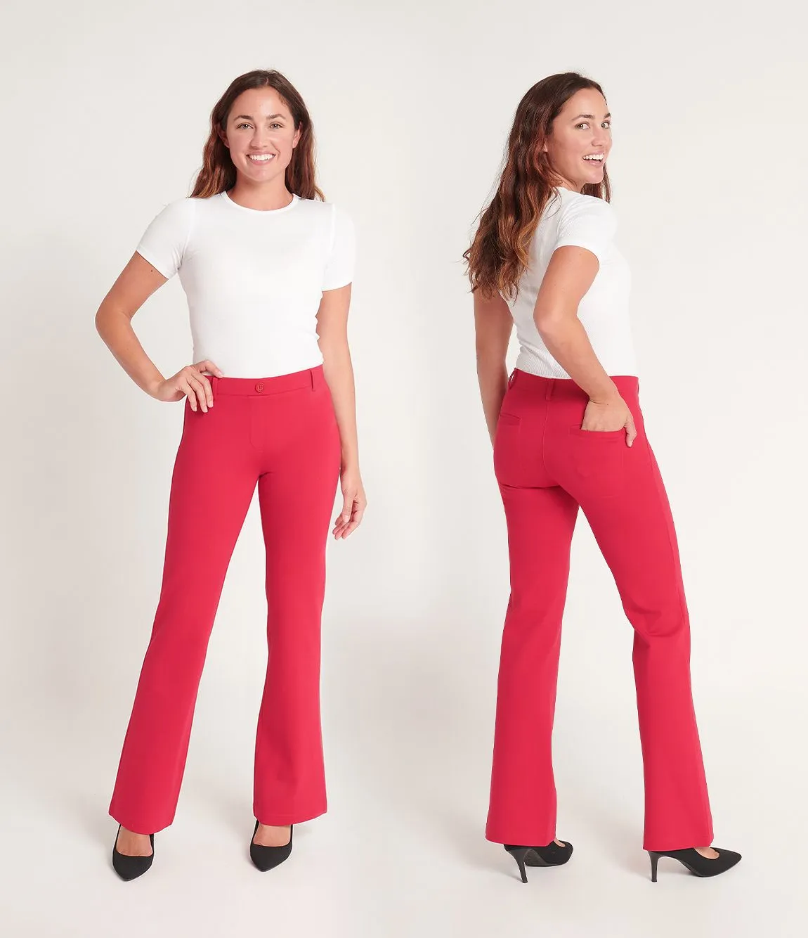 Boot-Cut | Two-Pocket Dress Pant Yoga Pants (Poinsettia)