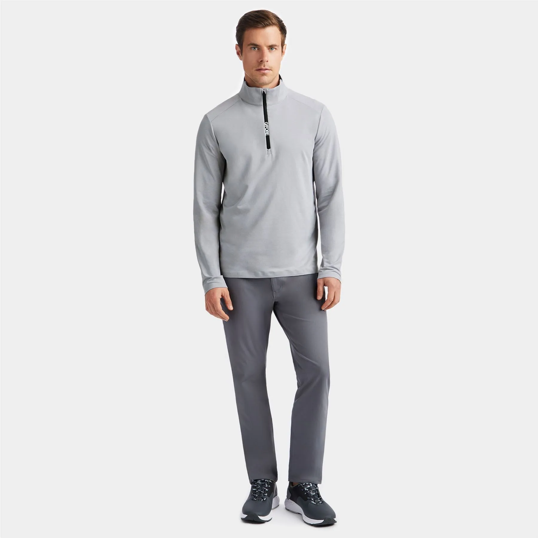 Brushed Back Tech Quarter Zip Mid Layer Light Heather Grey - 2024