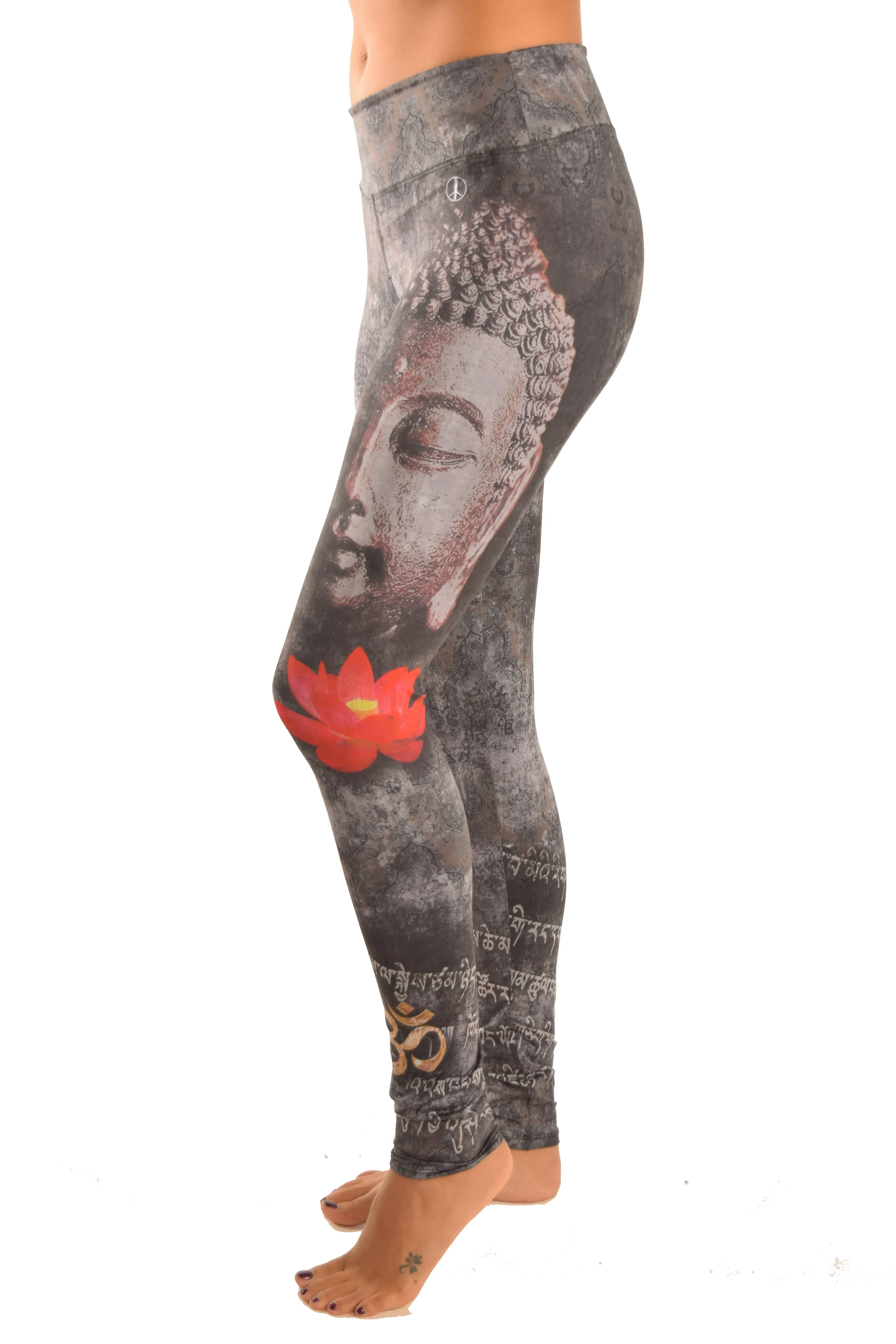 Buddha Leggings With Red Lotus