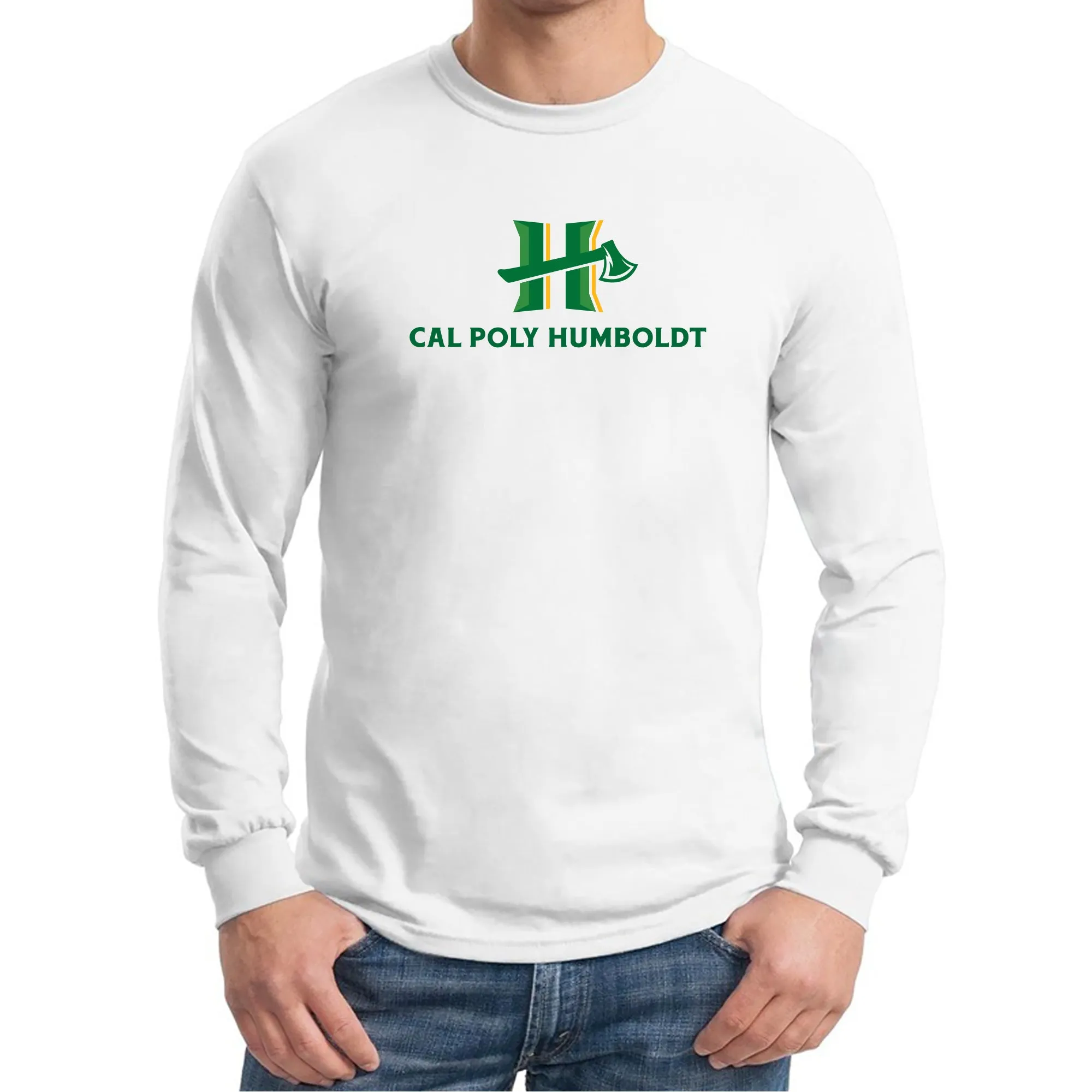 Cal Poly Humboldt Lumberjacks Primary Logo Long Sleeve T Shirt - White