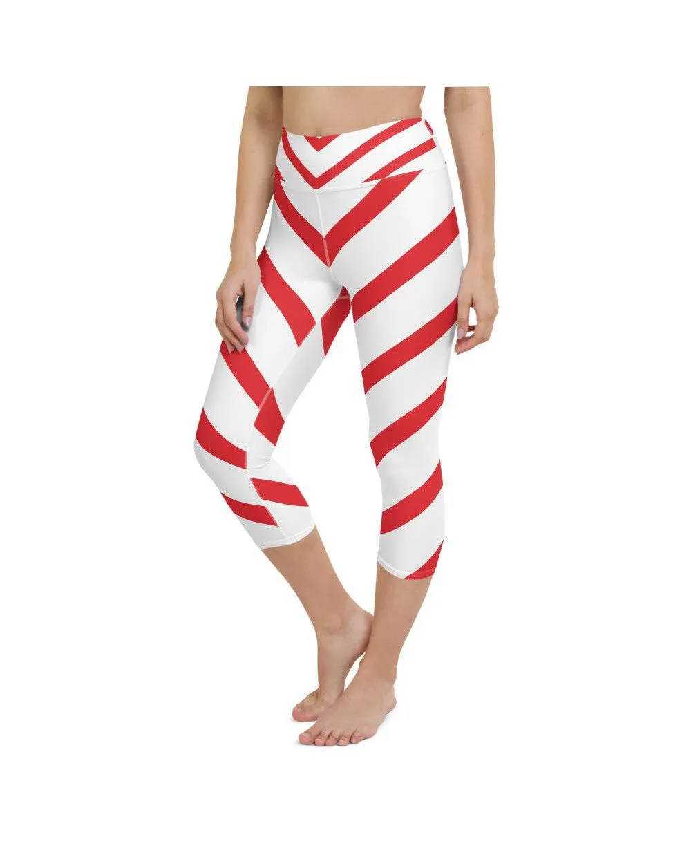 Candy Cane Yoga Capris