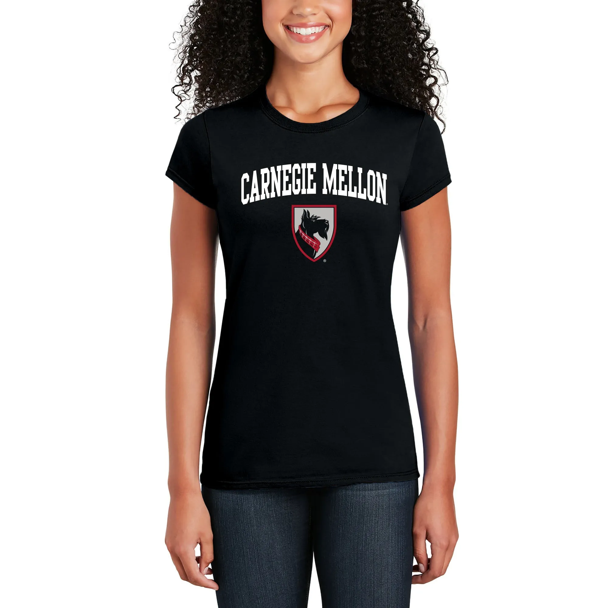 Carnegie Mellon Tartans Arch Logo Womens T Shirt - Black