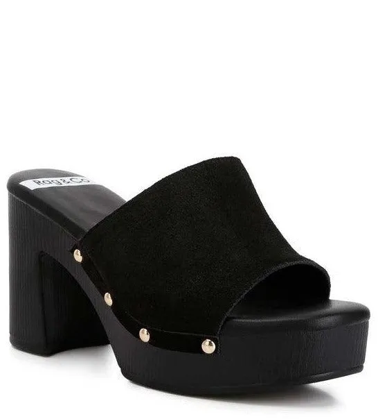 Cartera Suede High Block Heel Mules