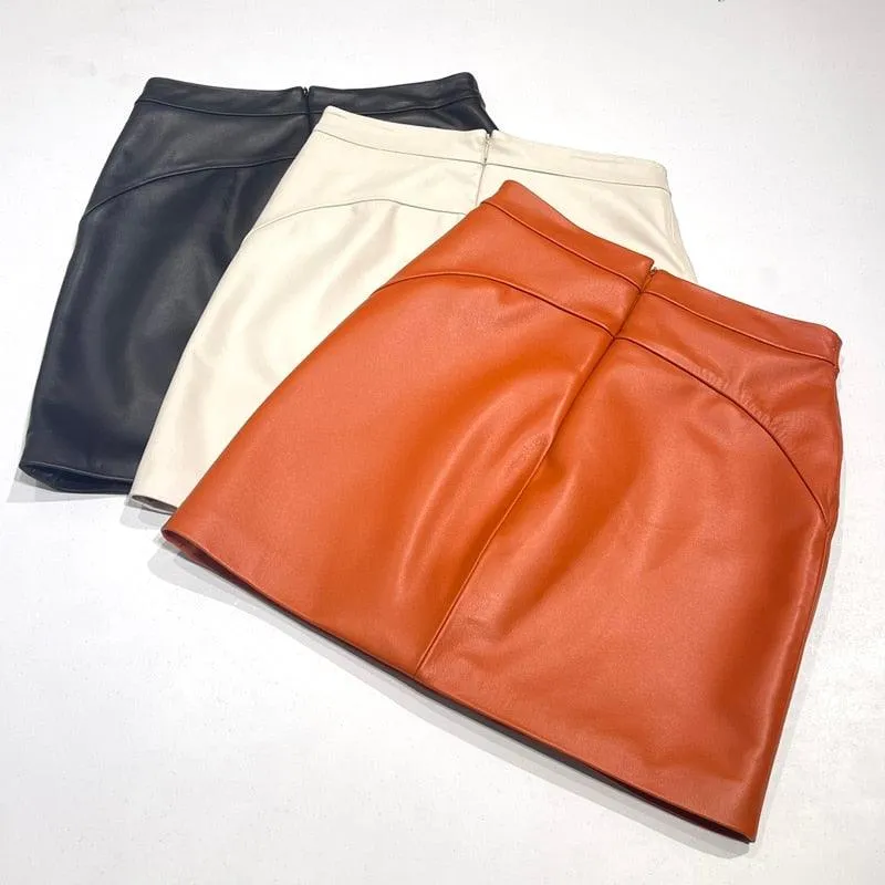 Catwalk Genuine Leather Pretty Mini Skirts for Women