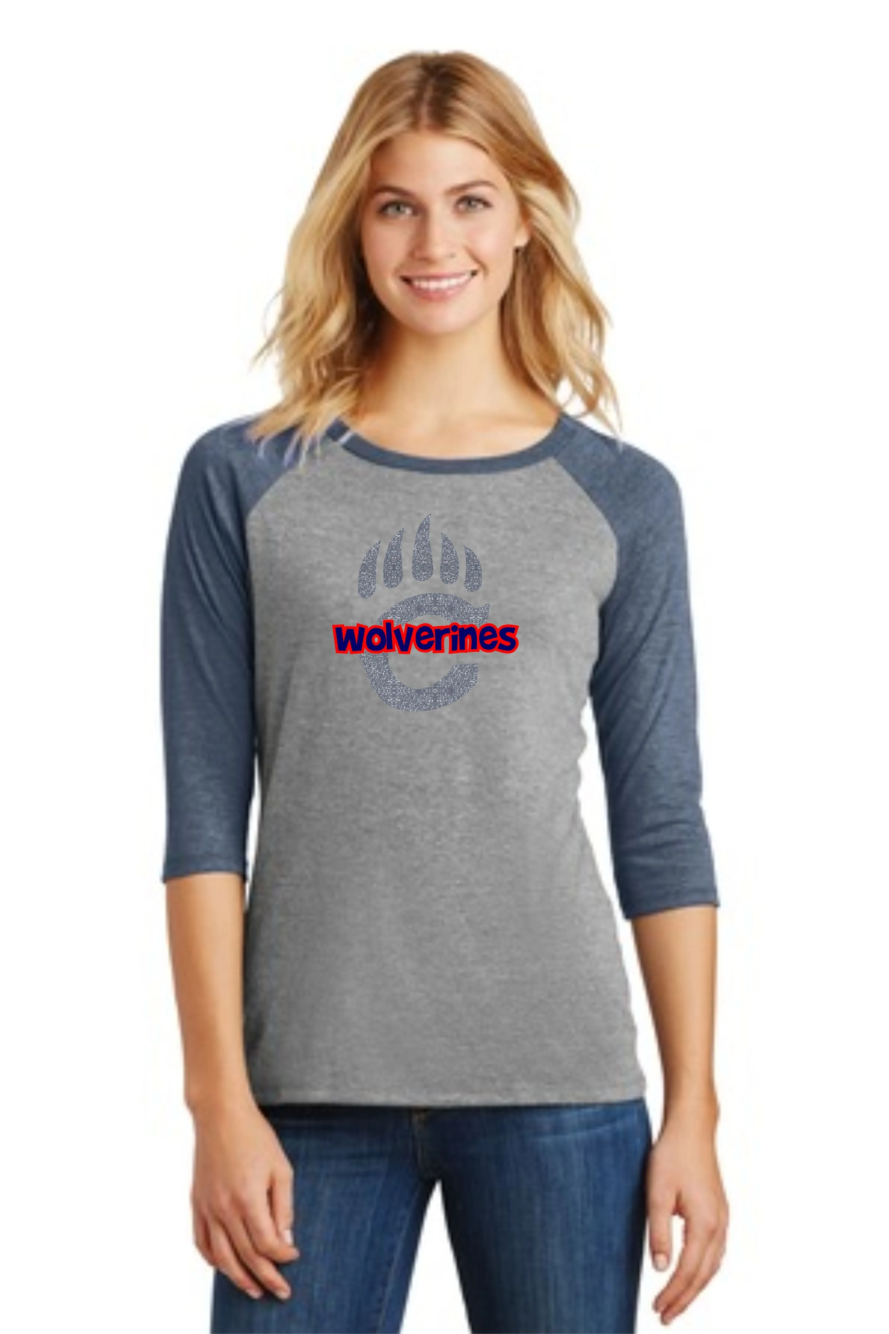 Chap Cheer Glitter Wolverines Paw Raglan