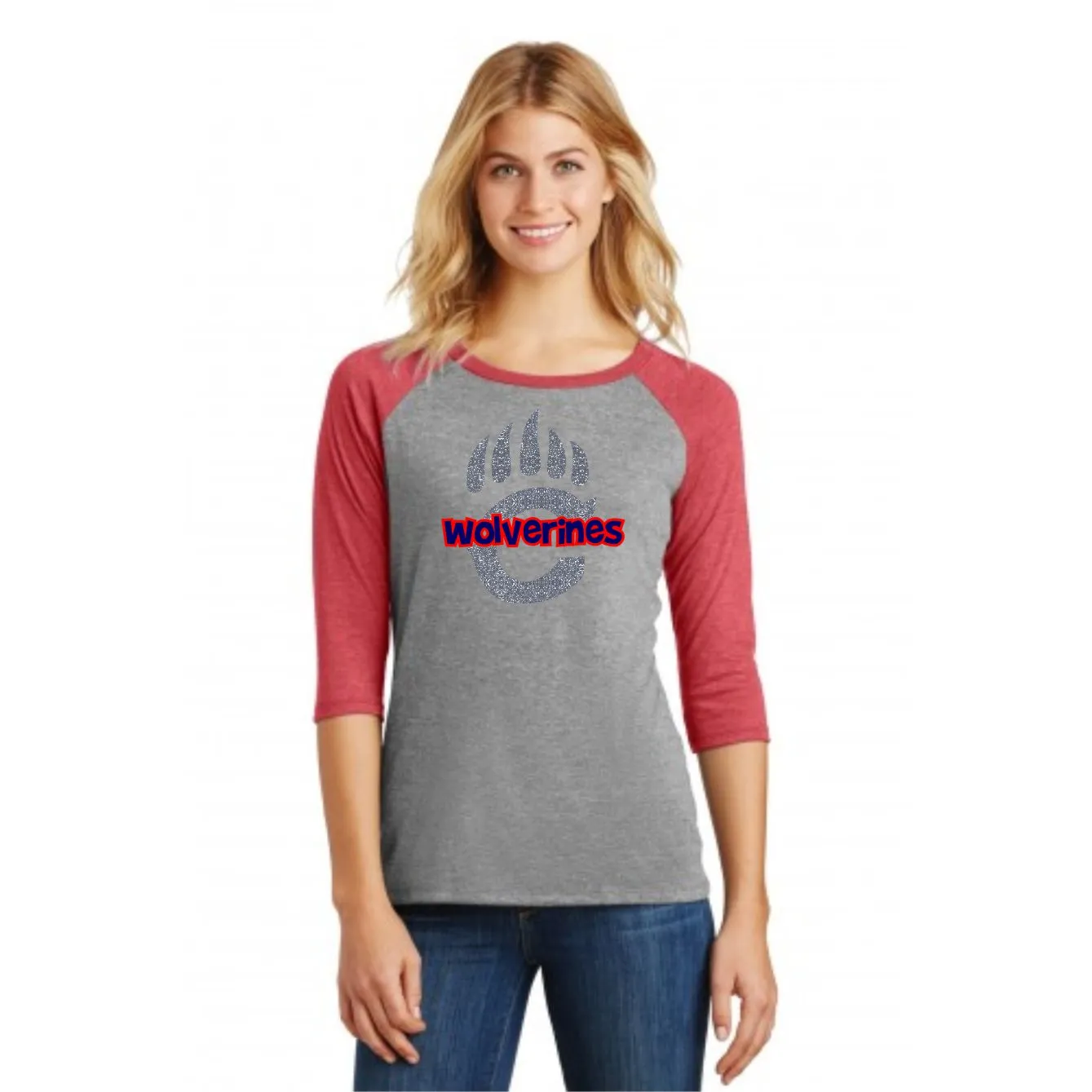 Chap Cheer Glitter Wolverines Paw Raglan