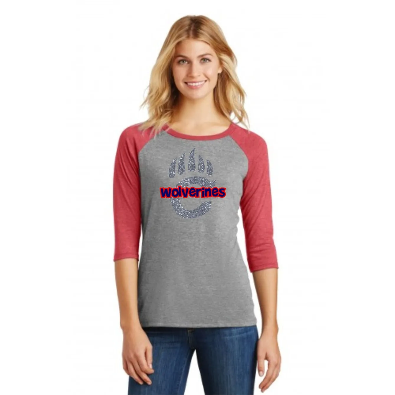 Chap Glitter Wolverines Paw Raglan