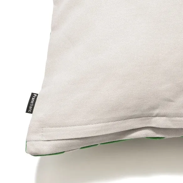 Chidori Flock Pt Cushion Cover 450 X 450 White X Green