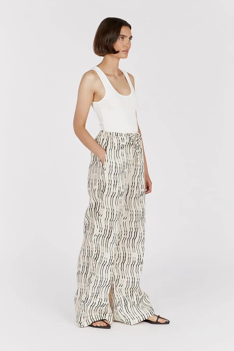 CLAIR CREAM STRIPE LINEN PANT