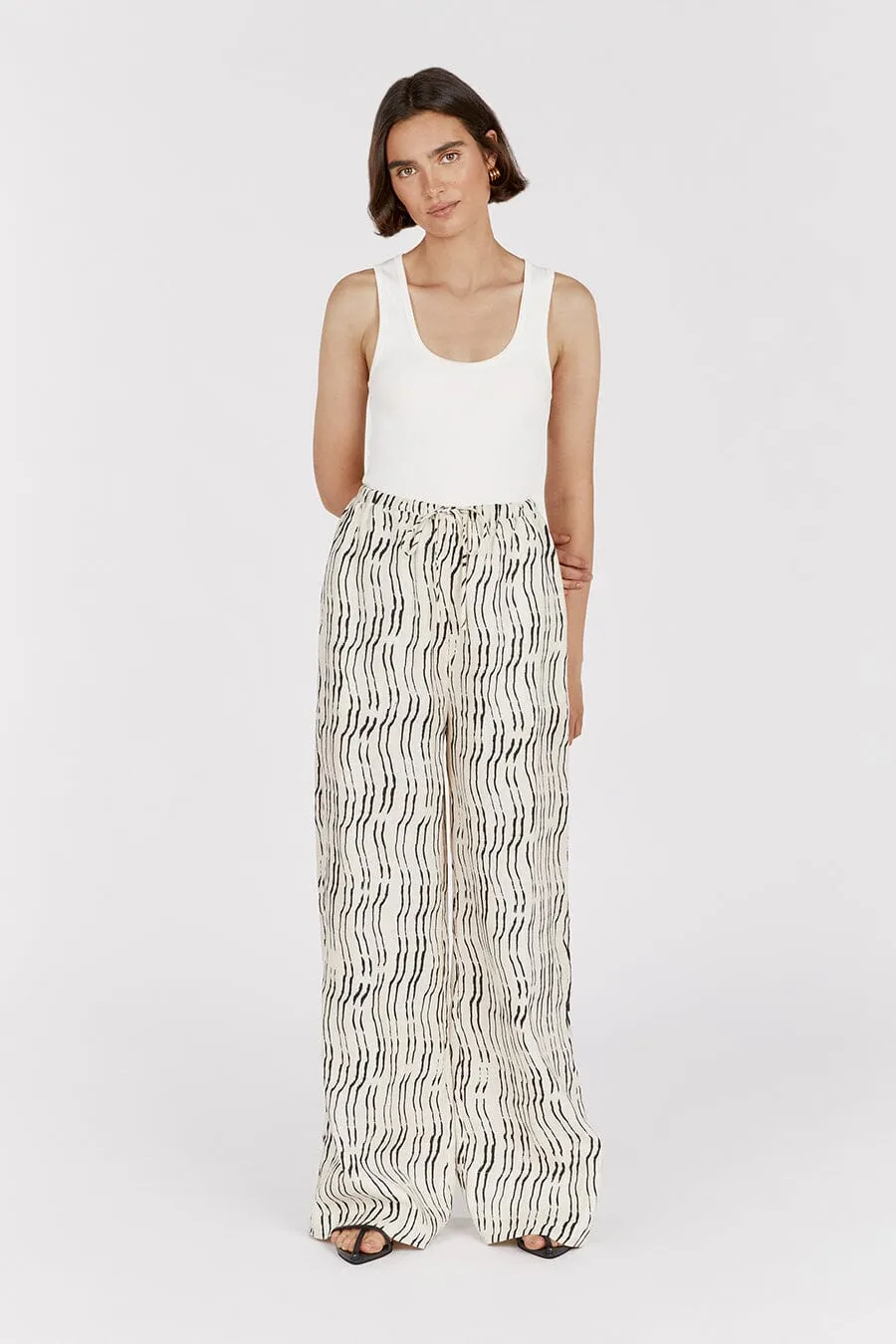 CLAIR CREAM STRIPE LINEN PANT