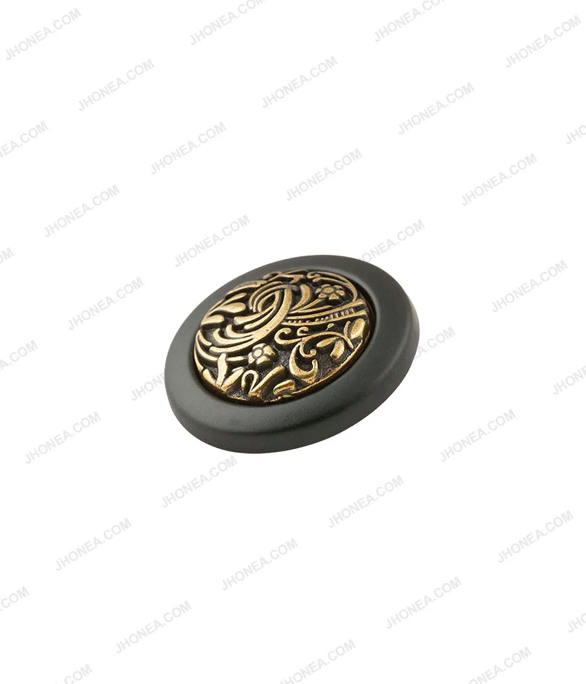 Classic Antique Brass with Matte Black Rim Border Metal Buttons