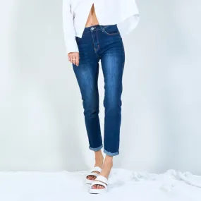 Classic high-waisted skinny jeans with rolled hem wholesale