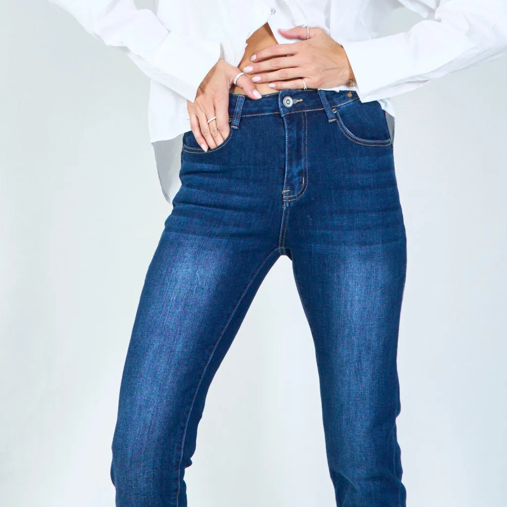 Classic high-waisted skinny jeans with rolled hem wholesale